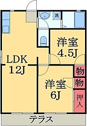 アリーパレス 1階2LDKの間取り