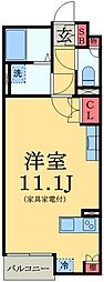ＬＮエクレール 2階ワンルームの間取り