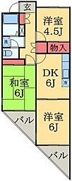 ヴューラーみつわ台Ｄ 1階3DKの間取り