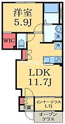 Raps（ラプス） 1階1LDKの間取り