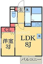ラ・コンシェリー東千葉 1階1LDKの間取り
