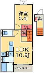 ウエストヒルプラム 1LDKの間取図画像