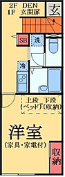 レオパレス旭2 1Kの間取図画像