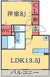 リビングタウン稲毛の杜C 1LDKの間取図画像