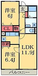 アビタシオン 2LDKの間取図画像