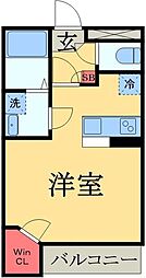 レオパレスメルベーユ ワンルームの間取図画像