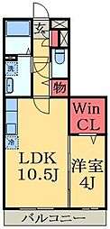 ロジュマンミヤカイドウC棟 1LDKの間取図画像
