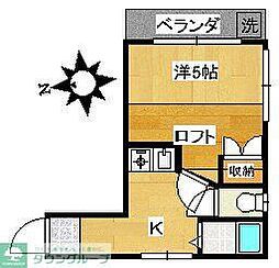 小田急小田原線 千歳船橋駅 徒歩6分の賃貸アパート 2階1Kの間取り