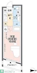 小田急小田原線 経堂駅 徒歩12分の賃貸マンション 1階1Kの間取り