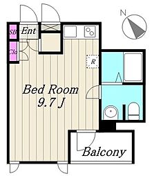 東急田園都市線 桜新町駅 徒歩8分の賃貸マンション 3階ワンルームの間取り