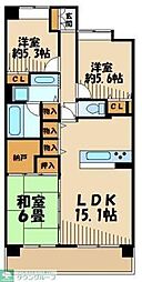 東急田園都市線 高津駅 徒歩6分の賃貸マンション 10階3LDKの間取り