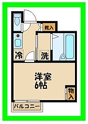 小田急小田原線 喜多見駅 徒歩13分の賃貸アパート 2階1Kの間取り