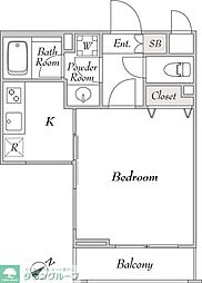 東急田園都市線 用賀駅 徒歩10分の賃貸マンション 地下1階1Kの間取り