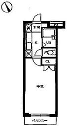 都営浅草線 馬込駅 徒歩6分の賃貸マンション 4階1Kの間取り