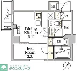 東急田園都市線 池尻大橋駅 徒歩11分の賃貸マンション 3階1DKの間取り