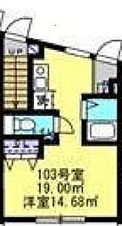 東急田園都市線 用賀駅 徒歩6分の賃貸アパート 1階ワンルームの間取り