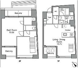 JR山手線 恵比寿駅 徒歩8分の賃貸マンション 4階1LDKの間取り