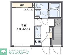 東急世田谷線 宮の坂駅 徒歩11分の賃貸アパート 1階1Kの間取り
