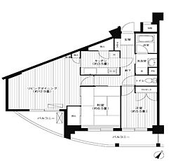 東急世田谷線 上町駅 徒歩8分の賃貸マンション 5階2LDKの間取り
