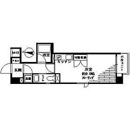 プライムアーバン三軒茶屋 6階ワンルームの間取り