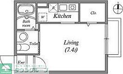 東急池上線 千鳥町駅 徒歩7分の賃貸マンション 1階ワンルームの間取り