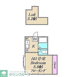 京王線 明大前駅 徒歩10分の賃貸アパート 1階1Kの間取り