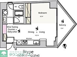 JR山手線 渋谷駅 徒歩12分の賃貸マンション 6階ワンルームの間取り