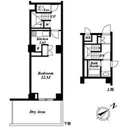 小田急小田原線 下北沢駅 徒歩5分の賃貸マンション 2階ワンルームの間取り