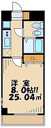 京王線 桜上水駅 徒歩2分の賃貸マンション 5階1Kの間取り