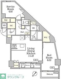 アジールコート池尻大橋 1SLDKの間取図画像