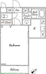 ミリアレジデンス桜新町 1Kの間取図画像