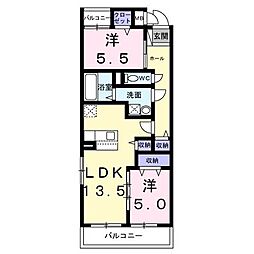 メゾンアイティキング 2LDKの間取図画像