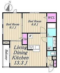 桜DKハイム 2LDKの間取図画像