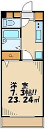 大木ロイヤルマンション 1Kの間取図画像