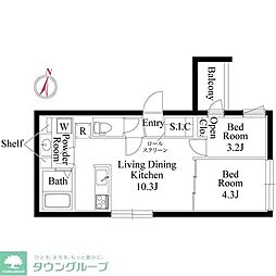 CASAPIAZZA桜新町 2LDKの間取図画像