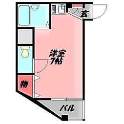 コロナハイツ 4階ワンルームの間取り