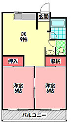 サンコーポ八雲 2LDKの間取図画像