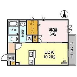 ディアグラナート 1階1LDKの間取り