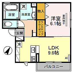 Ｒｉｖｉｅｒｅ　太子橋今市 2階1LDKの間取り