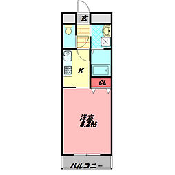 アンプルールクラージュアミティエ 1Kの間取図画像