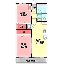 パレ守口 2LDKの間取図画像