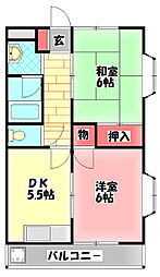 ハイライフウエスト 2DKの間取図画像