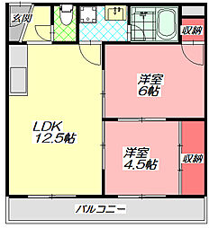 ハイツインブリッジ 2LDKの間取図画像