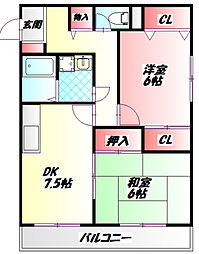グレースシャトー 2DKの間取図画像