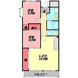 メゾン・ド・エルGE 2LDKの間取図画像