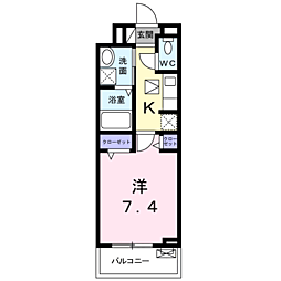 オーヴェストアンビエンテI 1Kの間取図画像