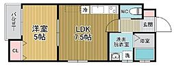 グロワール栄町 1DKの間取図画像
