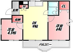 ロードハイツ 2DKの間取図画像