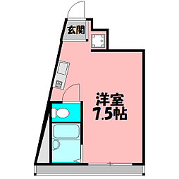 西田土地ビル ワンルームの間取図画像