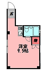 太子橋駅前ハイツ2 ワンルームの間取図画像